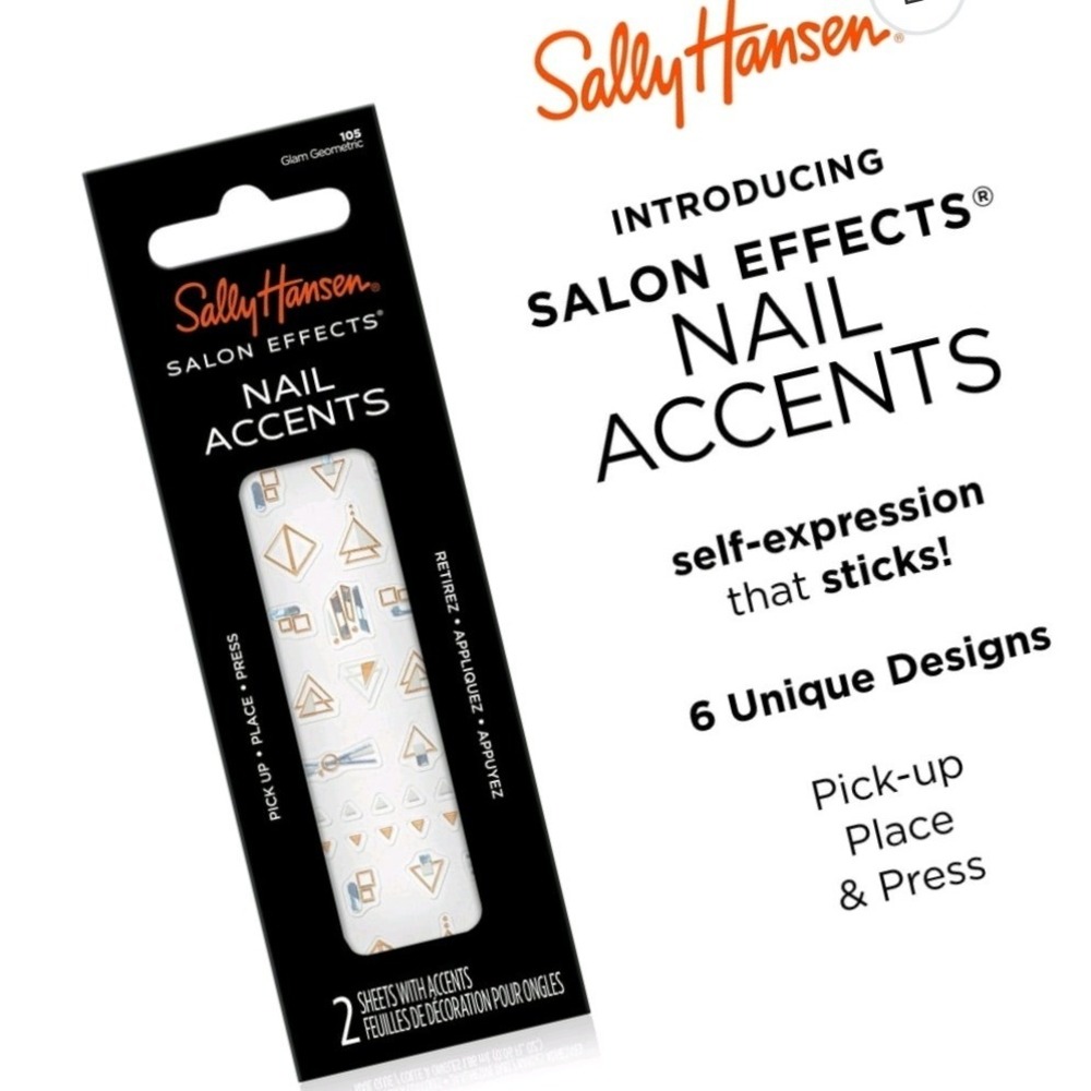 Sally Hansen Salon Effects Nail Accents 105 Glam Geometric Gold Iridescent NEW